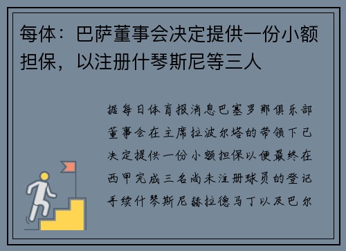 每体：巴萨董事会决定提供一份小额担保，以注册什琴斯尼等三人