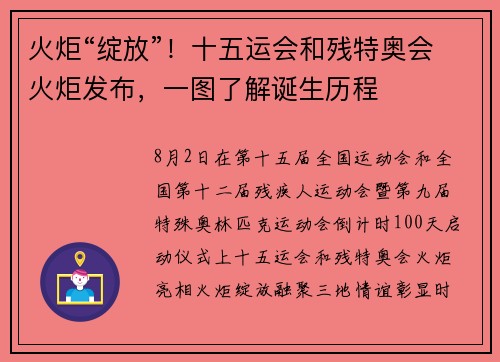 火炬“绽放”！十五运会和残特奥会火炬发布，一图了解诞生历程
